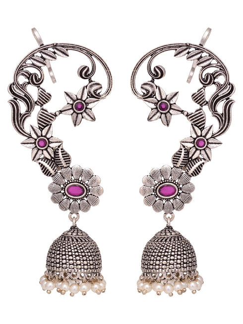 Silver Plated Quirky design Oxidised Jhumka Earrings
