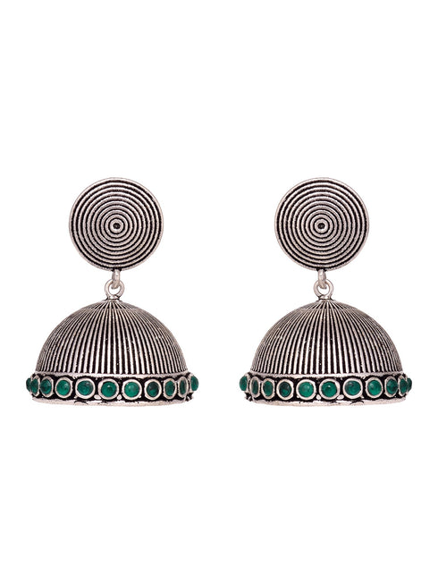 Silver Plated Oxidised Jhumka Earrings