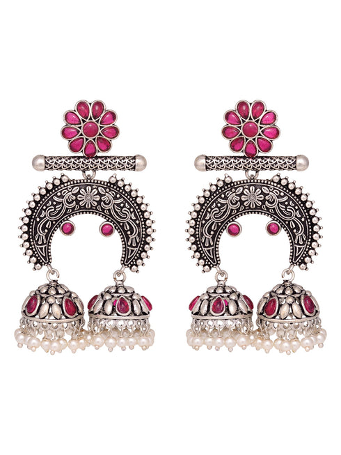 Silver Plated Contemporary Chandbalis Earrings