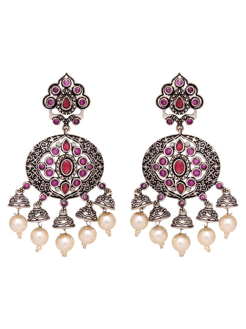 Silver Plated Oxidised Drop Earrings