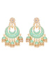 Gold Plated Mint Contemporary Chandbali Drop Earrings