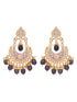 Gold Plated Grey Contemporary Chandbali Drop Earrings