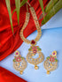 Gold Plated Big pendant style Multi AD studded Peacock design Necklace Earrings Set