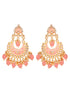 Gold Plated Pink Contemporary Chandbali Drop Earrings