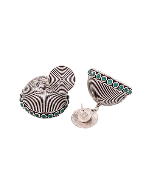 Silver Plated Oxidised Jhumka Earrings