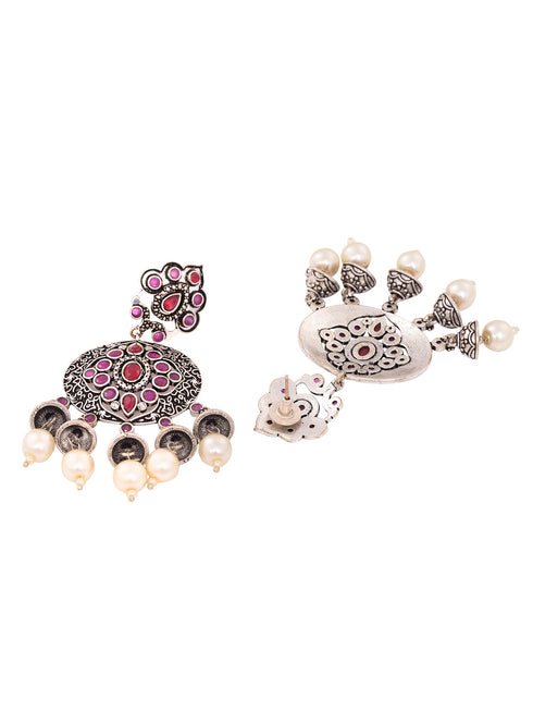 Silver Plated Oxidised Drop Earrings