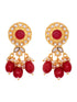 Gold Plated Red & White Pearl Beaded Necklace Jewellery Set