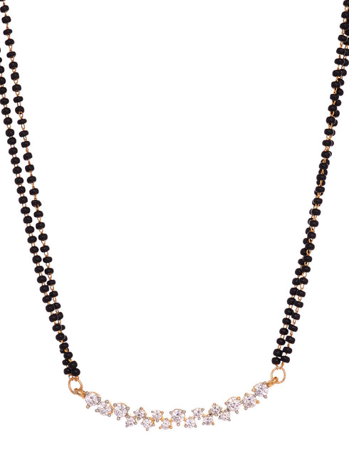 Gold Plated White AD Studded Mangalsutra Earrings