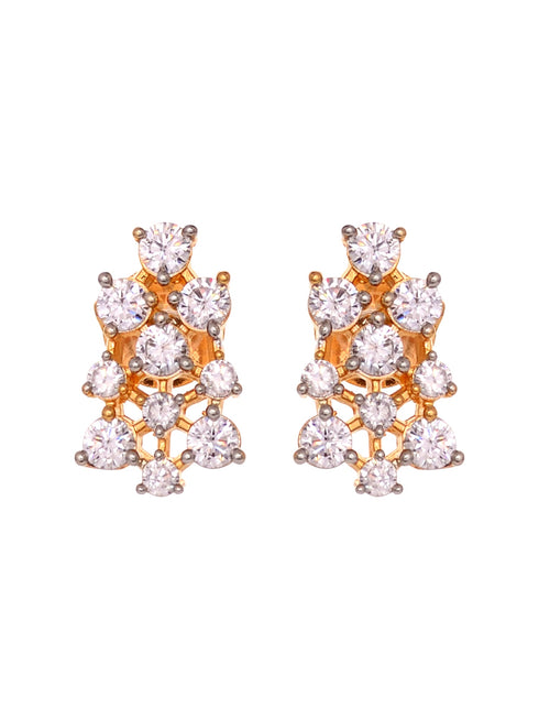 Gold Plated White AD Studded Mangalsutra Earrings