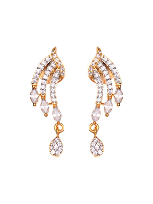 Gold Dual Toned White AD Studded Contemporary Mangalsutra Set