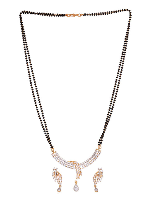 Dual Gold Toned AD Studded Modern look Mangalsutra Earrings