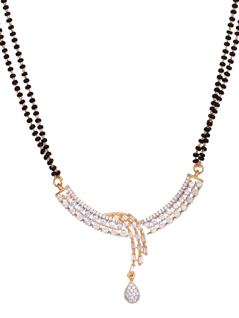 Dual Gold Toned AD Studded Modern look Mangalsutra Earrings