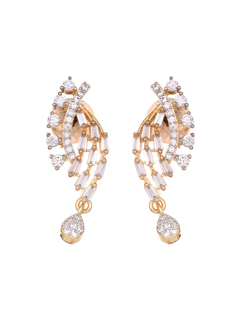 Dual Gold Toned AD Studded Modern look Mangalsutra Earrings