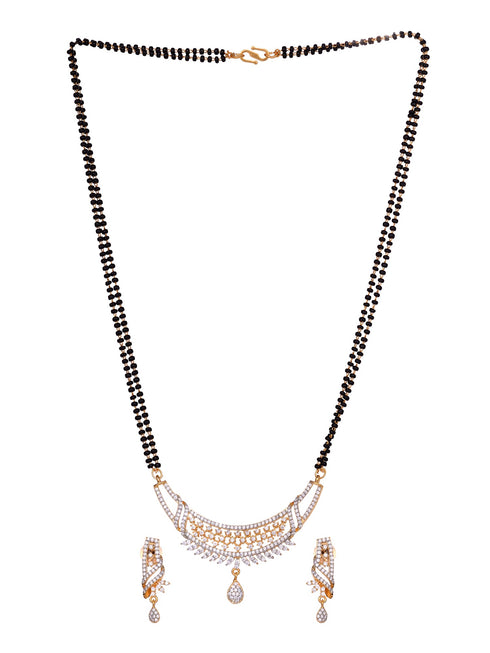 Gold Dual Toned White AD Studded Mangalsutra Jewellery Set