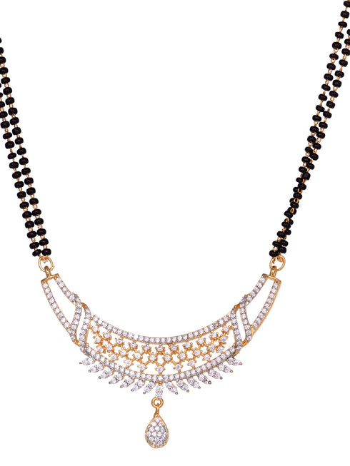Gold Dual Toned White AD Studded Mangalsutra Jewellery Set