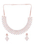 Rose Gold Plated White AD Studded Modern Necklace Jewellery Set Earrings