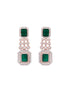 Rose Gold Plated White & Green AD Studded Modern Necklace Jewellery Set