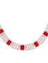 Rose Gold Plated White & Red AD Studded Contemporary Necklace Jewellery Set