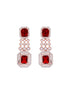 Rose Gold Plated White & Red AD Studded Contemporary Necklace Jewellery Set