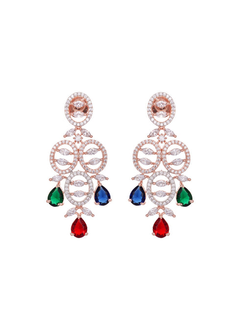 Rose Gold Toned Multi Contemporary Necklace Jewellery Set