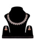 Rose Gold Plated White AD Studded Necklace Jhumka Jewellery Set