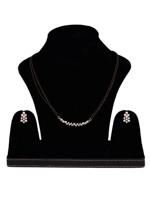 Gold Plated White AD Studded Mangalsutra Earrings