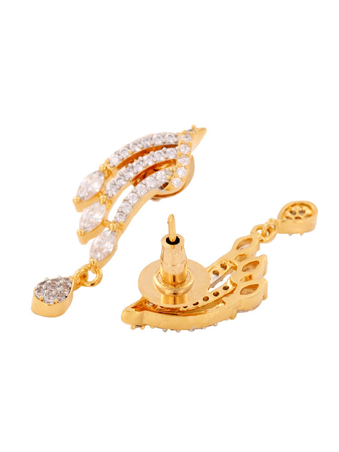 Gold Dual Toned White AD Studded Contemporary Mangalsutra Set