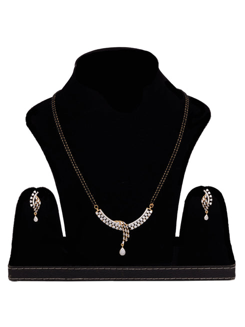 Dual Gold Toned AD Studded Modern look Mangalsutra Earrings