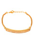 Gold Toned White Ad Studded Sleek Wraparound Bracelet
