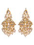 Gold Plated Kundan Studded & Pearl Beaded Square Drop Earrings