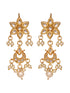 Gold Plated Kundan Studded Floral Chand Earrings