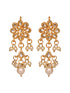 Gold Plated Kundan Studded Floral Paan Earrings