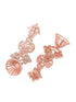 Rose Gold Plated White AD Studded Modern Floral Jhumki Earrings
