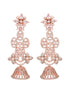 Rose Gold Plated White AD Studded Modern Floral Jhumki Earrings
