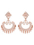 Rose Gold Plated White AD Studded Modern Chandbalis Earrings