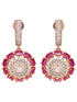 Rose Gold Plated Red AD Studded Solar Drop Earrings