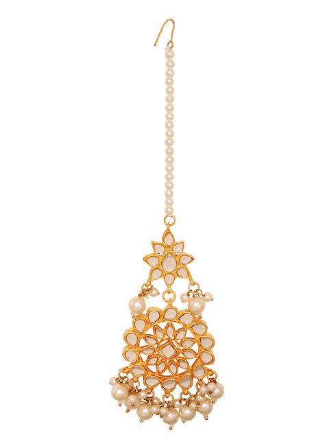 Gold Plated Kundan Studded Pearls Beaded Traditional Jewellery Set
