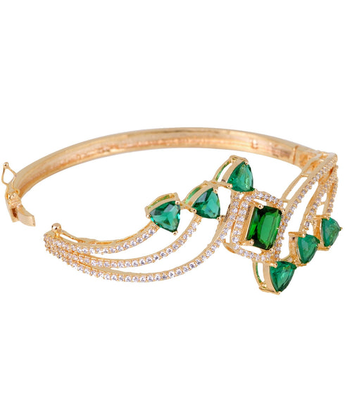 Gold plated Green AD studded handcrafted stylish Bracelet for Women & Girls