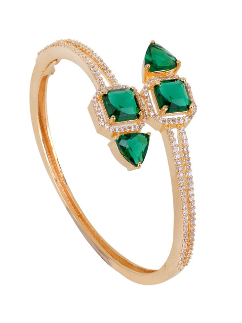 Gold plated Green AD studded handcrafted stylish Bracelet for Women & Girls
