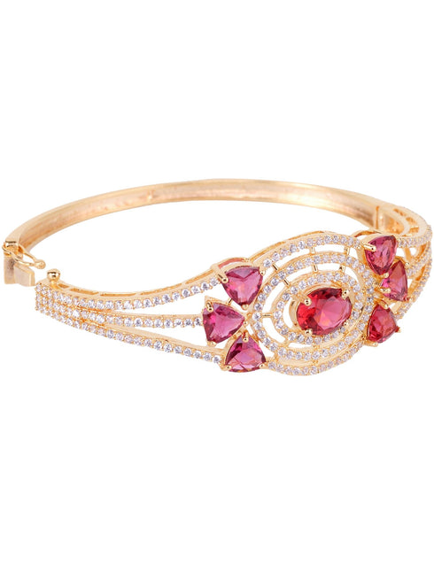 Gold plated Red AD studded handcrafted designer Bracelet for Women & Girls