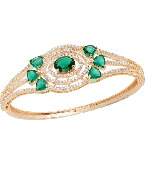 Gold plated Green AD studded handcrafted designer Bracelet for Women & Girls