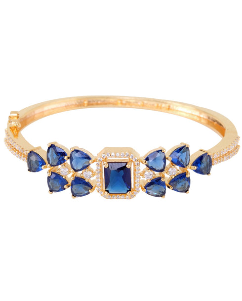 Gold plated Blue AD studded handcrafted stylish Bracelet for Women & Girls