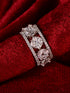 Silver Rhodium Plated White AD Studded Band Challa Finger Ring