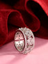 Silver Rhodium Plated White AD Studded Band Challa Finger Ring