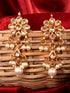 Gold Plated Kundan Studded Floral Paan Earrings