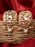 Gold Plated Kundan Square Studs Earrings