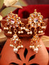 Gold Plated Kundan Studded & pearl BeadedFloral Drop Earrings