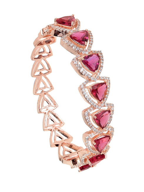 Rose Gold plated Ruby AD designer Handcrafted Bracelet for Women & Girls