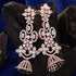 Rose Gold Plated White AD Studded Modern Floral Jhumki Earrings