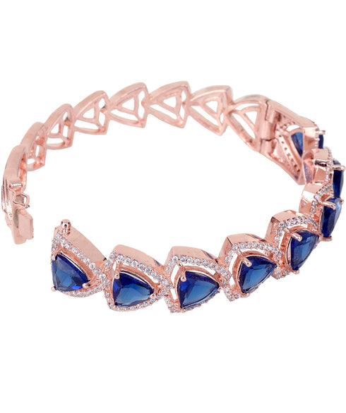 Rose Gold plated Blue AD designer Handcrafted Bracelet for Women & Girls